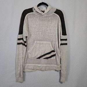 Modish Rebel Womens Gray & Black Hooded Sweatshirt Size XS Lightweight Casual